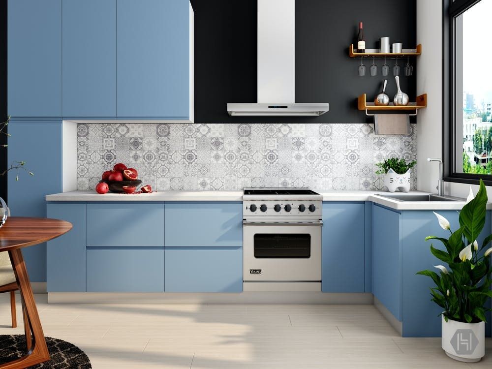 SIZE | 10' X 10' TROOPER BLUE L-SHAPED MODULAR KITCHEN - CRL